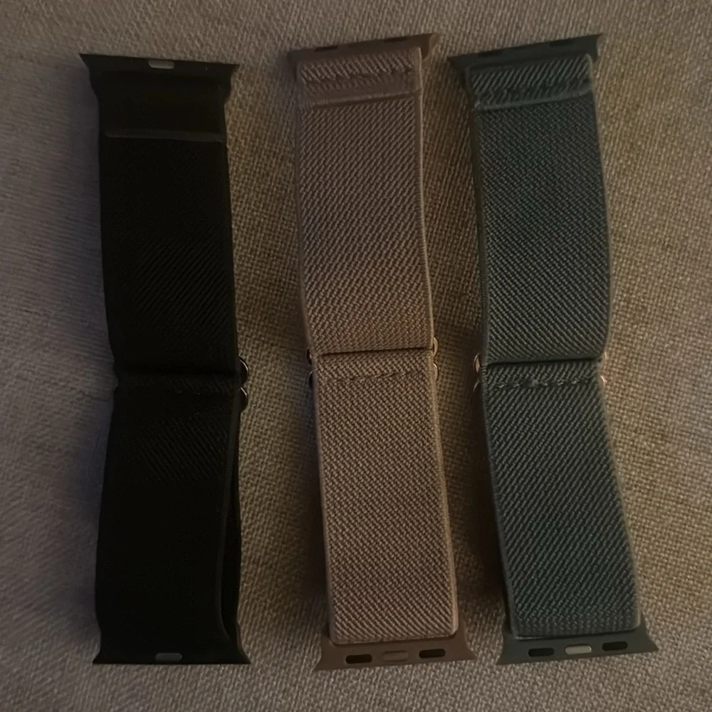 Set of Three Watch Bands - Black, Tan, and Army Green for Apple Watch ⌚️